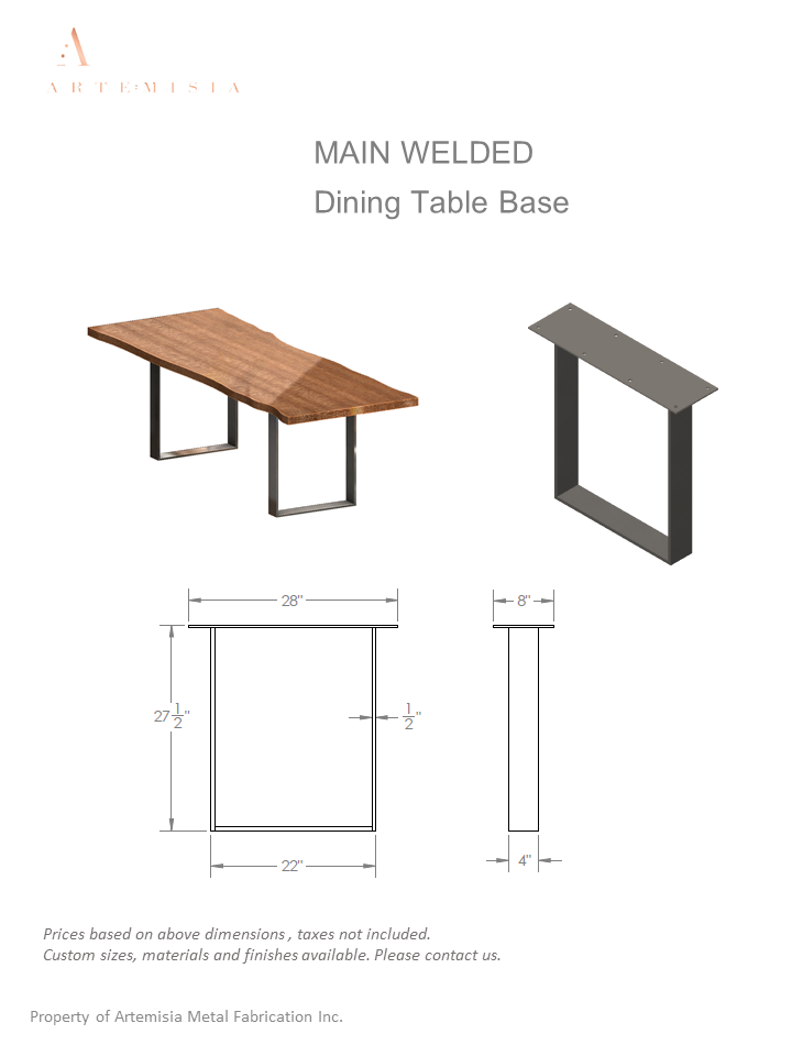 Main Welded Dining Table Base - Polished (price per pair)